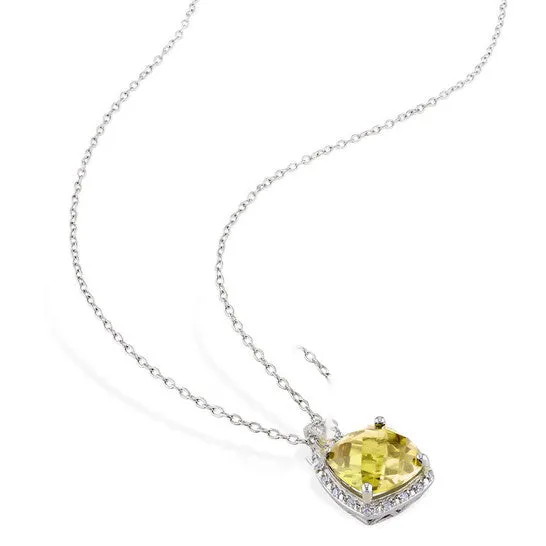 Necklaces Original AMOUR 110 CT TW Diamond and 4 CT TGW Citrine Cushion Cut Halo Pendant with Chain In Sterling Silver JMS always Necklaces Original AMOUR 110 CT TW Diamond and 4 CT TGW Citrine Cushion Cut Halo Pendant with Chain In Sterling Silver JMS always