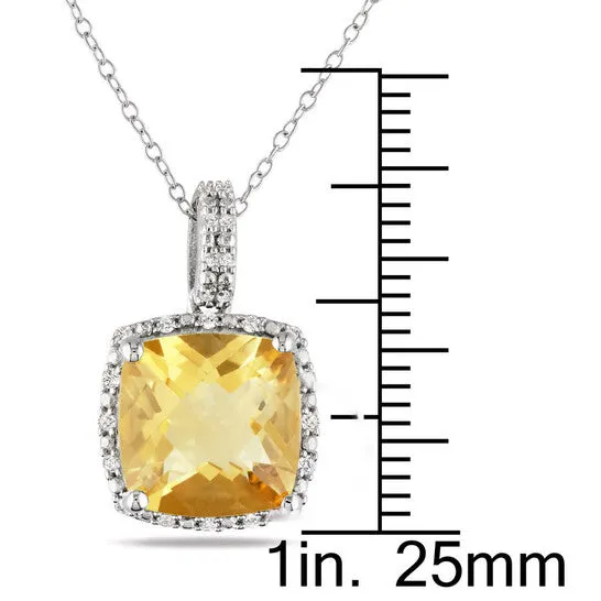 Necklaces Original AMOUR 110 CT TW Diamond and 4 CT TGW Citrine Cushion Cut Halo Pendant with Chain In Sterling Silver JMS always Necklaces Original AMOUR 110 CT TW Diamond and 4 CT TGW Citrine Cushion Cut Halo Pendant with Chain In Sterling Silver JMS always