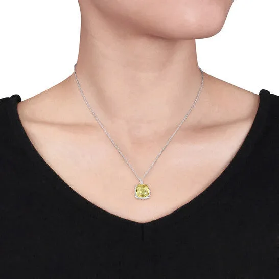 Necklaces Original AMOUR 110 CT TW Diamond and 4 CT TGW Citrine Cushion Cut Halo Pendant with Chain In Sterling Silver JMS always Necklaces Original AMOUR 110 CT TW Diamond and 4 CT TGW Citrine Cushion Cut Halo Pendant with Chain In Sterling Silver JMS always