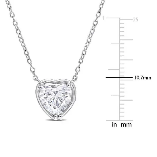 Necklaces Original AMOUR 2 CT TGW Created Moissanite Halo Heart Pendant with Chain In Sterling Silver JMS always Necklaces Original AMOUR 2 CT TGW Created Moissanite Halo Heart Pendant with Chain In Sterling Silver JMS always