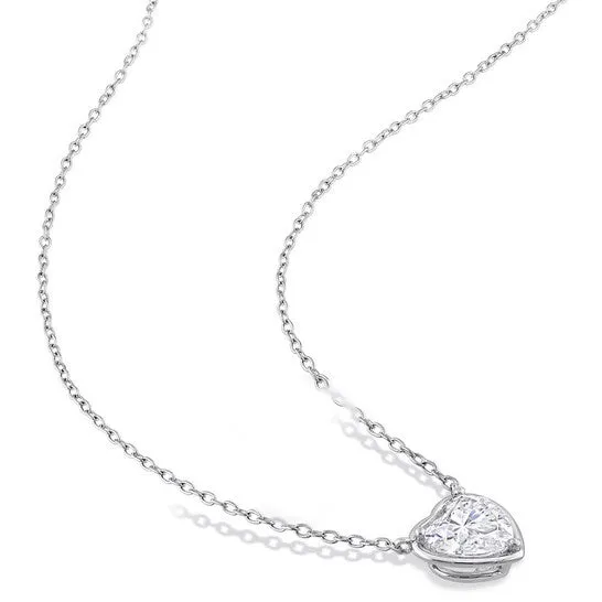 Necklaces Original AMOUR 2 CT TGW Created Moissanite Halo Heart Pendant with Chain In Sterling Silver JMS always Necklaces Original AMOUR 2 CT TGW Created Moissanite Halo Heart Pendant with Chain In Sterling Silver JMS always