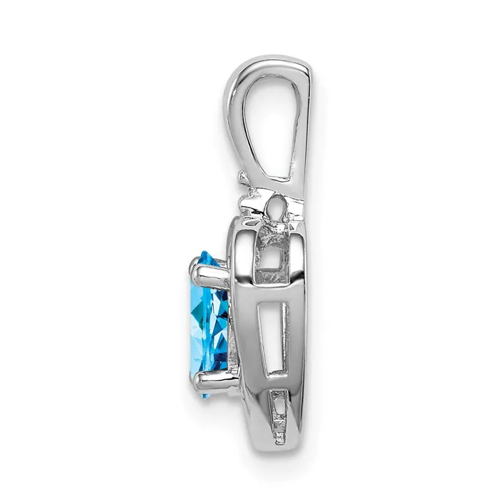 Necklaces Sterling Silver Rhodiumplated Light Swiss Blue Topaz u0026 Diamond Pendant Goldia