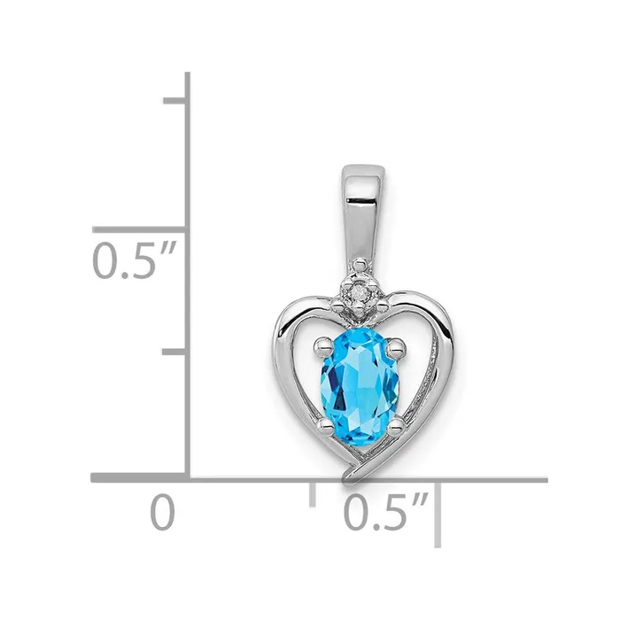 Necklaces Sterling Silver Rhodiumplated Light Swiss Blue Topaz u0026 Diamond Pendant Goldia