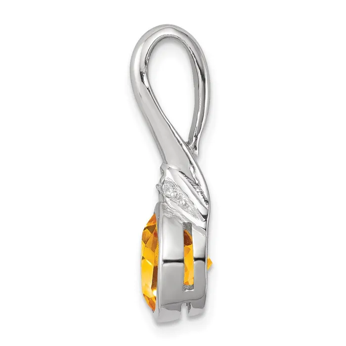 Necklaces Sterling Silver Rhodiumplated wCZ and Citrine Pendant Goldia