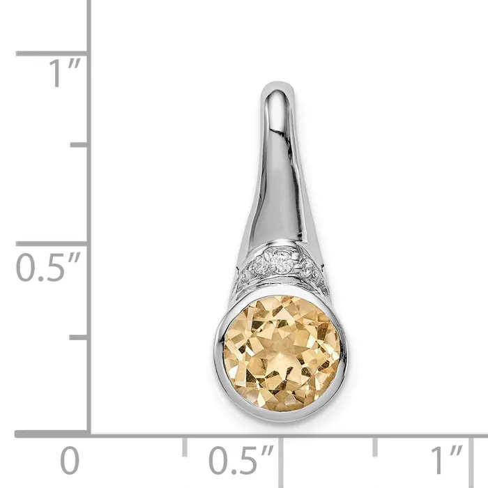 Necklaces Sterling Silver Rhodiumplated wCZ and Citrine Pendant Goldia