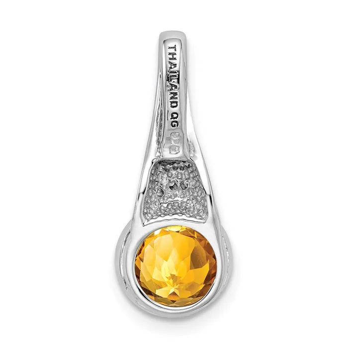 Necklaces Sterling Silver Rhodiumplated wCZ and Citrine Pendant Goldia