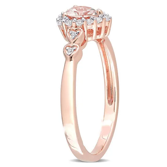 Original Amour 58 CT TGW Morganite White Topaz and Diamond Accent Heart Ring in Rose Plated Sterling Silver JMS always Rings Original Amour 58 CT TGW Morganite White Topaz and Diamond Accent Heart Ring in Rose Plated Sterling Silver JMS always Rings