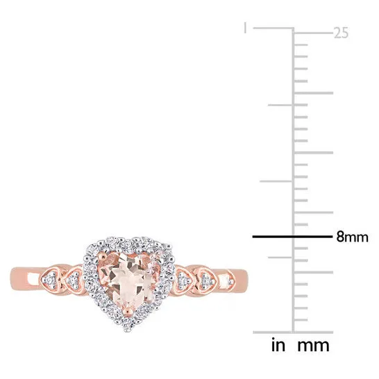 Original Amour 58 CT TGW Morganite White Topaz and Diamond Accent Heart Ring in Rose Plated Sterling Silver JMS always Rings Original Amour 58 CT TGW Morganite White Topaz and Diamond Accent Heart Ring in Rose Plated Sterling Silver JMS always Rings
