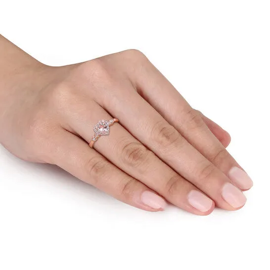 Original Amour 58 CT TGW Morganite White Topaz and Diamond Accent Heart Ring in Rose Plated Sterling Silver JMS always Rings Original Amour 58 CT TGW Morganite White Topaz and Diamond Accent Heart Ring in Rose Plated Sterling Silver JMS always Rings