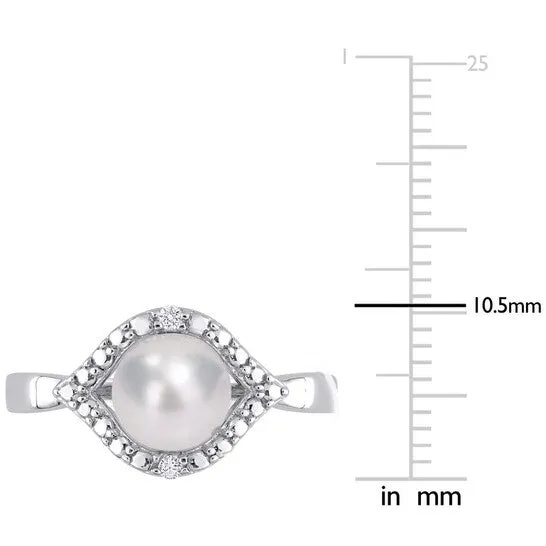 Original Amour 775mm Freshwater Cultured Pearl and Created White Sapphire Halo Ring in Sterling Silver JMS always Rings Original Amour 775mm Freshwater Cultured Pearl and Created White Sapphire Halo Ring in Sterling Silver JMS always Rings