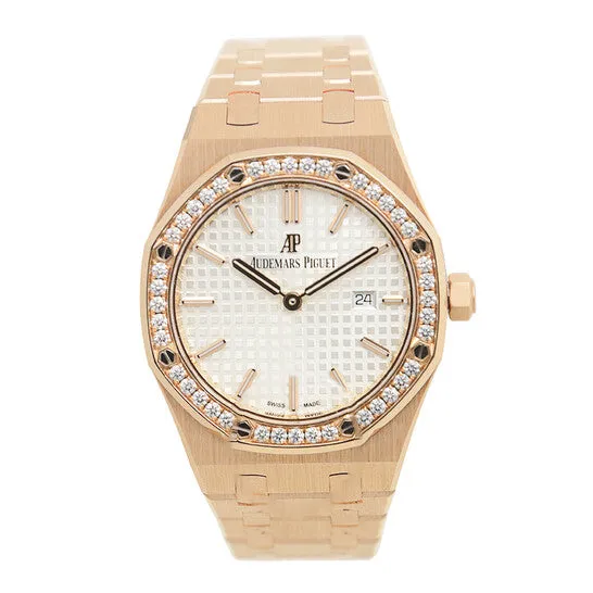 Original Audemars Piguet Royal Oak Silver Dial 18kt Rose Gold Ladies Watch 67651ORZZ1261OR01 JMS always Earrings Original Audemars Piguet Royal Oak Silver Dial 18kt Rose Gold Ladies Watch 67651ORZZ1261OR01 JMS always Earrings