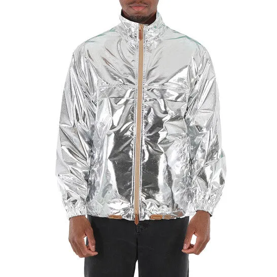 Original Burberry Silver Metallic Sheen Nylon Jacket JMS always Rings