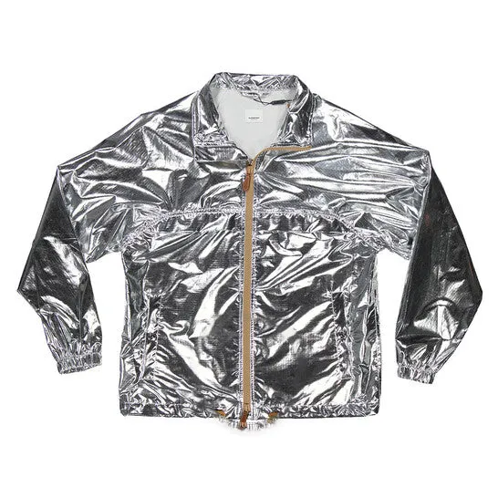Original Burberry Silver Metallic Sheen Nylon Jacket JMS always Rings Original Burberry Silver Metallic Sheen Nylon Jacket JMS always Rings