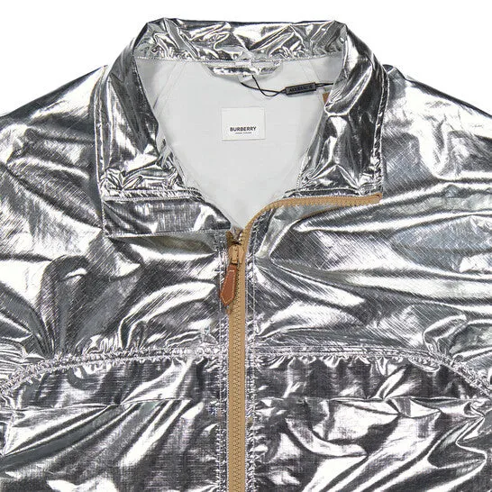 Original Burberry Silver Metallic Sheen Nylon Jacket JMS always Rings Original Burberry Silver Metallic Sheen Nylon Jacket JMS always Rings