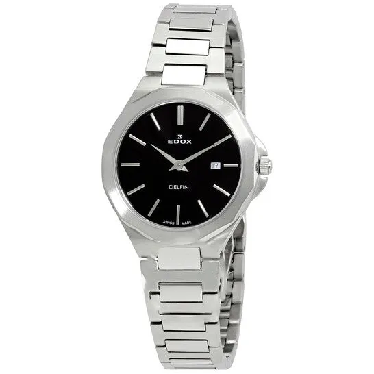 Original Edox Delfin Quartz Black Dial Ladies Watch 57005 3M NIN JMS always Watches Original Edox Delfin Quartz Black Dial Ladies Watch 57005 3M NIN JMS always Watches