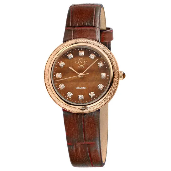 Original GV2 by Gevril Arezzo Quartz Diamond Brown Dial Ladies Watch 13304 JMS always Watches Original GV2 by Gevril Arezzo Quartz Diamond Brown Dial Ladies Watch 13304 JMS always Watches