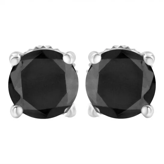 Original Haus of Brilliance 14K White Gold 12 cttw Black Diamond ScrewBack 4Prong Classic Stud Earrings ColorEnhanced I2I3 JMS always Earrings Original Haus of Brilliance 14K White Gold 12 cttw Black Diamond ScrewBack 4Prong Classic Stud Earrings ColorEnhanced I2I3 JMS always Earrings