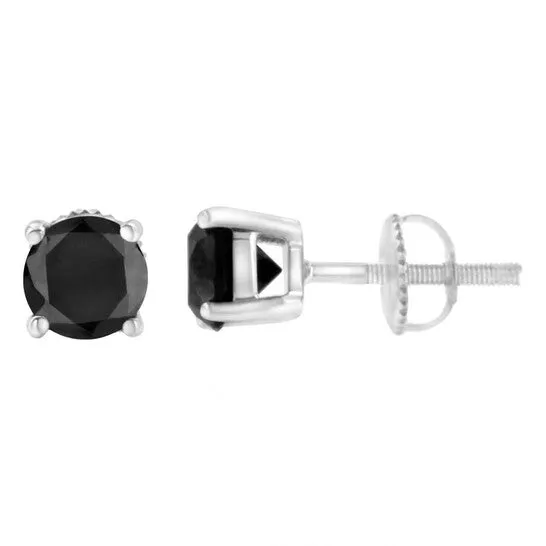 Original Haus of Brilliance 14K White Gold 12 cttw Black Diamond ScrewBack 4Prong Classic Stud Earrings ColorEnhanced I2I3 JMS always Earrings Original Haus of Brilliance 14K White Gold 12 cttw Black Diamond ScrewBack 4Prong Classic Stud Earrings ColorEnhanced I2I3 JMS always Earrings