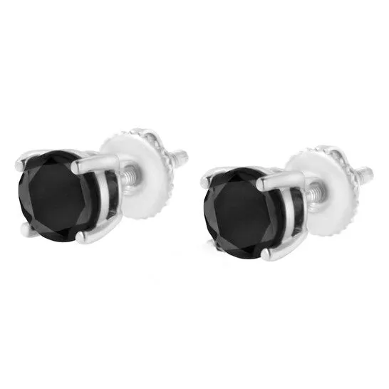 Original Haus of Brilliance 14K White Gold 12 cttw Black Diamond ScrewBack 4Prong Classic Stud Earrings ColorEnhanced I2I3 JMS always Earrings Original Haus of Brilliance 14K White Gold 12 cttw Black Diamond ScrewBack 4Prong Classic Stud Earrings ColorEnhanced I2I3 JMS always Earrings
