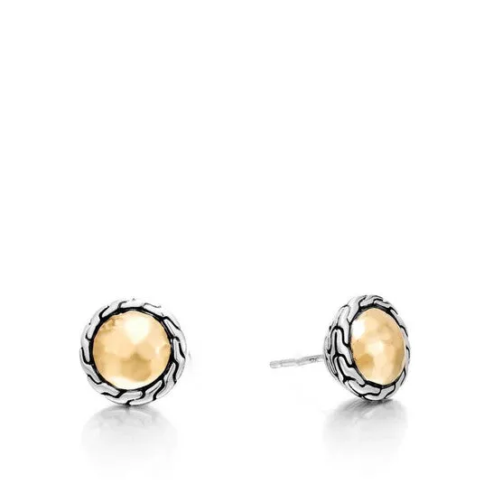Original John Hardy Classic Chain Round Silver Hammered Yellow Gold Stud Earrings JMS always Earrings Original John Hardy Classic Chain Round Silver Hammered Yellow Gold Stud Earrings JMS always Earrings
