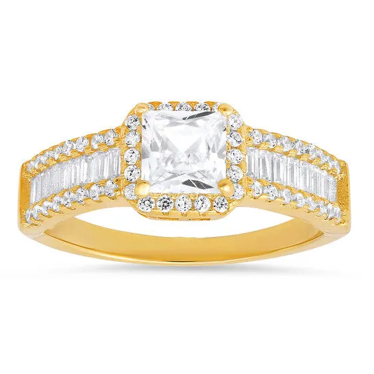 Original Kylie Harper Gold Over Silver Princess Baguettecut CZ Halo Ring JMS always Rings Original Kylie Harper Gold Over Silver Princess Baguettecut CZ Halo Ring JMS always Rings