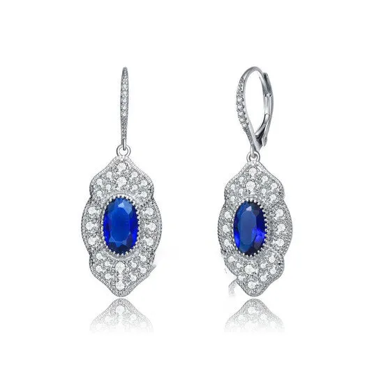 Original Megan Walford 925 Sterling Silver Sapphire Cubic Zirconia Pave Drop Earrings JMS always Earrings Original Megan Walford 925 Sterling Silver Sapphire Cubic Zirconia Pave Drop Earrings JMS always Earrings