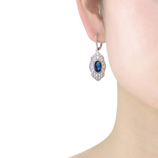 Original Megan Walford 925 Sterling Silver Sapphire Cubic Zirconia Pave Drop Earrings JMS always Earrings Original Megan Walford 925 Sterling Silver Sapphire Cubic Zirconia Pave Drop Earrings JMS always Earrings