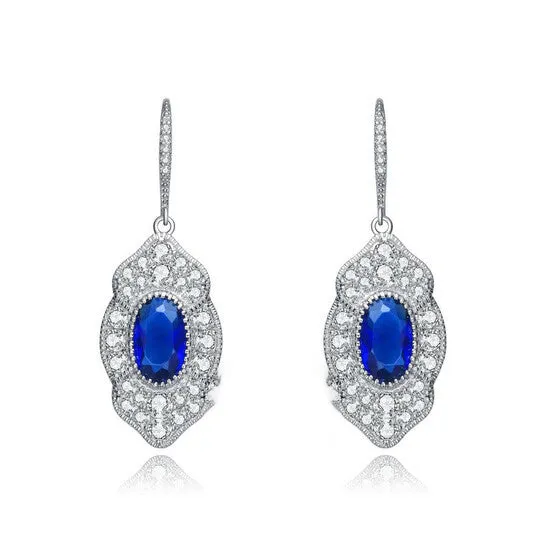 Original Megan Walford 925 Sterling Silver Sapphire Cubic Zirconia Pave Drop Earrings JMS always Earrings Original Megan Walford 925 Sterling Silver Sapphire Cubic Zirconia Pave Drop Earrings JMS always Earrings