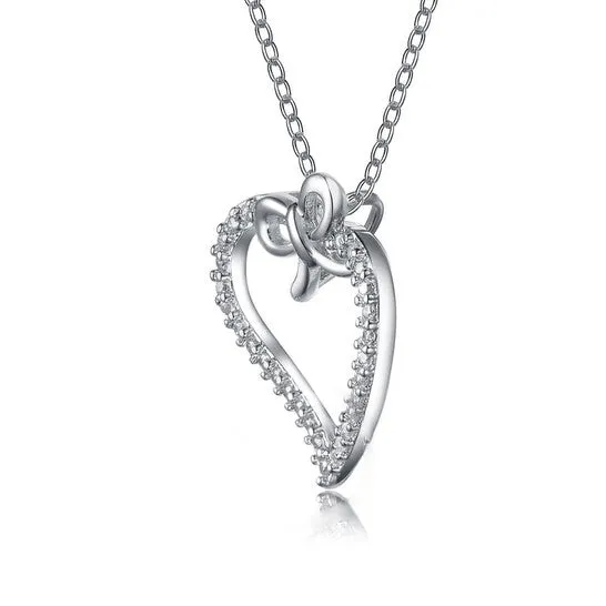 Original Megan Walford Classy Sterling Silver Round Clear Cubic Zirconia Heart Halo Pendant Necklace JMS always Necklaces Original Megan Walford Classy Sterling Silver Round Clear Cubic Zirconia Heart Halo Pendant Necklace JMS always Necklaces