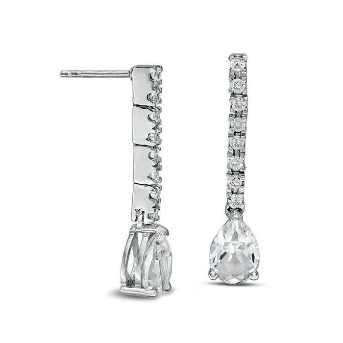 PearShaped LabCreated White Sapphire Drop Earrings in 10K White Gold Goldia Earrings PearShaped LabCreated White Sapphire Drop Earrings in 10K White Gold Goldia Earrings