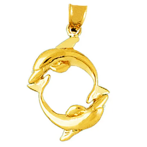 PreStyled Sets 14K Gold Encircled Dolphins Pendant Goldia