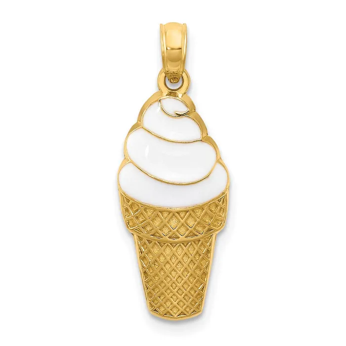 PreStyled Sets 14k Yellow Gold Enameled Vanilla Ice Cream Cone Pendant Goldia PreStyled Sets 14k Yellow Gold Enameled Vanilla Ice Cream Cone Pendant Goldia