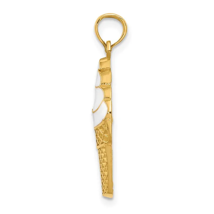 PreStyled Sets 14k Yellow Gold Enameled Vanilla Ice Cream Cone Pendant Goldia