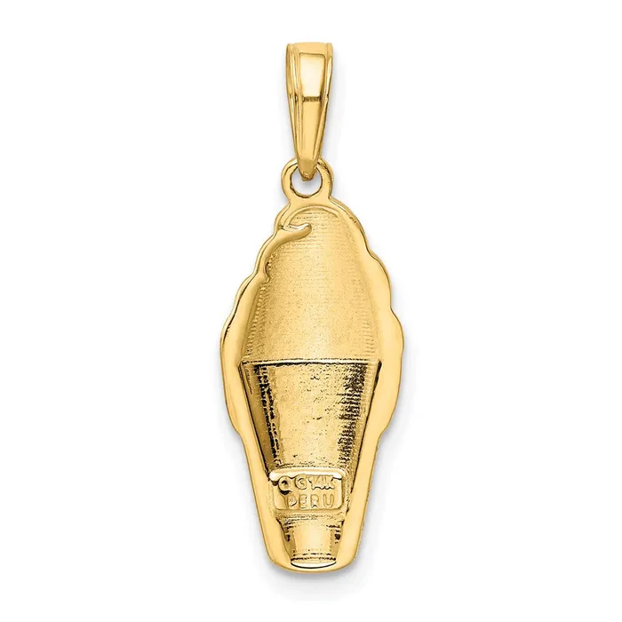 PreStyled Sets 14k Yellow Gold Enameled Vanilla Ice Cream Cone Pendant Goldia