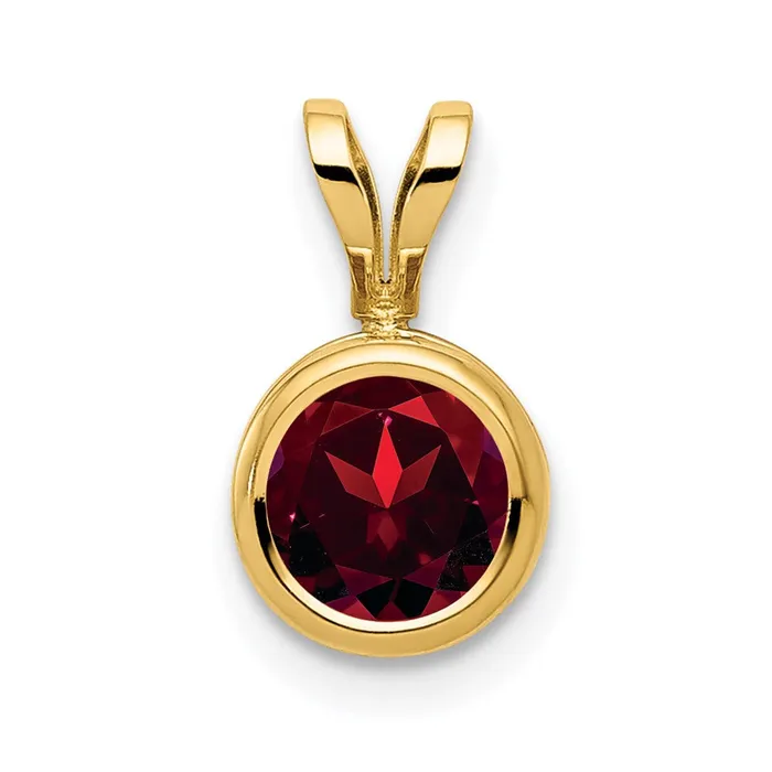 PreStyled Sets Goldia 14K Yellow Gold 6mm Garnet bezel pendant