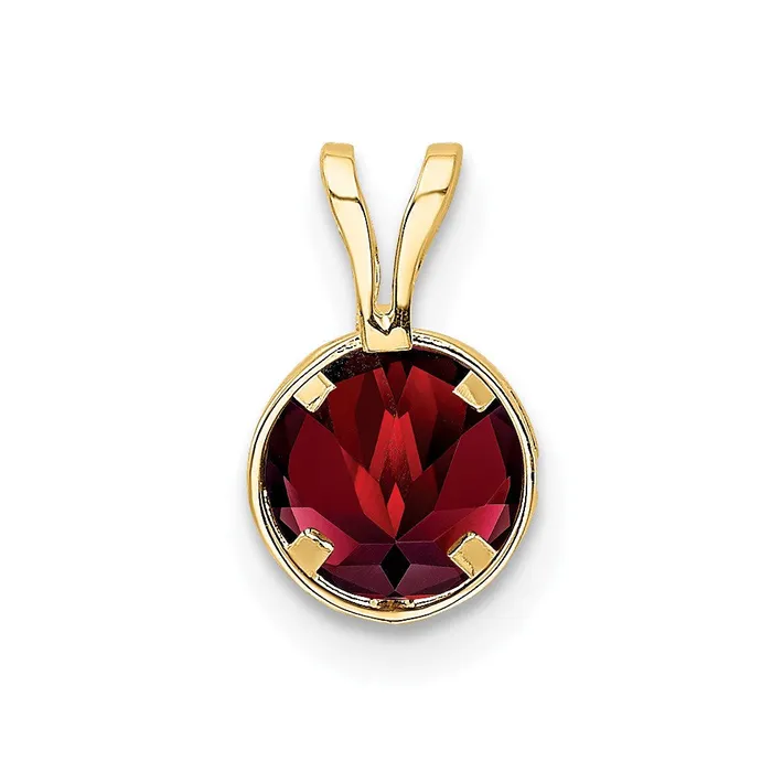 PreStyled Sets Goldia 14K Yellow Gold 6mm Garnet bezel pendant
