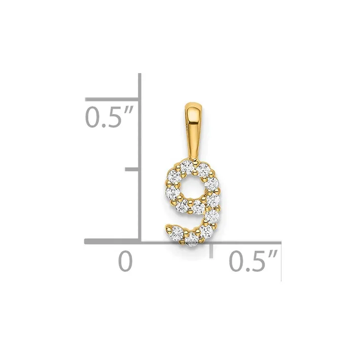 PreStyled Sets Goldia 14K Yellow Gold Real Diamond Number 9 Pendant