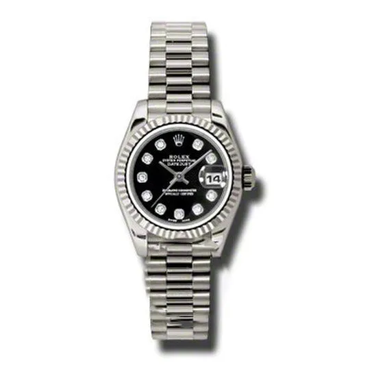PreStyled Sets Original Rolex LadyDatejust 26 Black Dial 18K White Gold President Automatic Ladies Watch 179179BKDP JMS always PreStyled Sets Original Rolex LadyDatejust 26 Black Dial 18K White Gold President Automatic Ladies Watch 179179BKDP JMS always