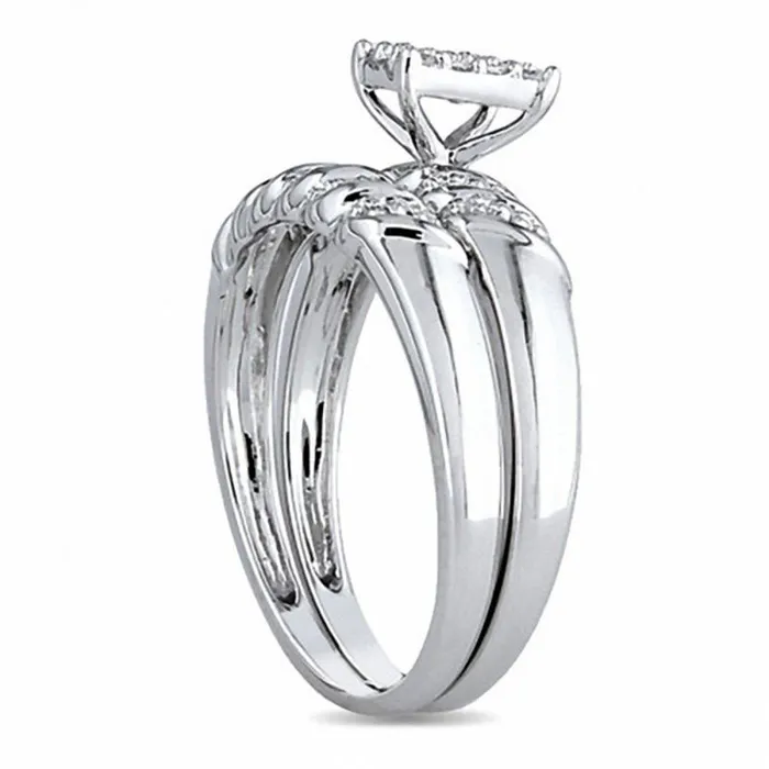 Rings 010 CT TW Natural Diamond Rectangular Cluster Bridal Engagement Ring Set in Sterling Silver Goldia Rings 010 CT TW Natural Diamond Rectangular Cluster Bridal Engagement Ring Set in Sterling Silver Goldia