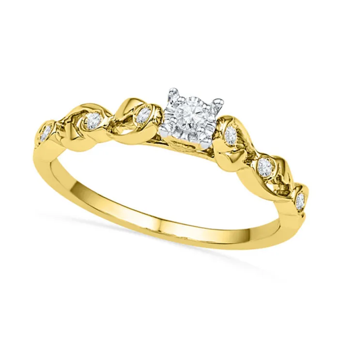 Rings 013 CT TW Natural Diamond Ribbon Promise Ring in Solid 10K Yellow Gold Goldia Rings 013 CT TW Natural Diamond Ribbon Promise Ring in Solid 10K Yellow Gold Goldia