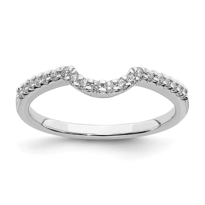 Rings 015ct CZ Solid Real 14k White Gold Contoured Wedding Band Ring Goldia Rings 015ct CZ Solid Real 14k White Gold Contoured Wedding Band Ring Goldia