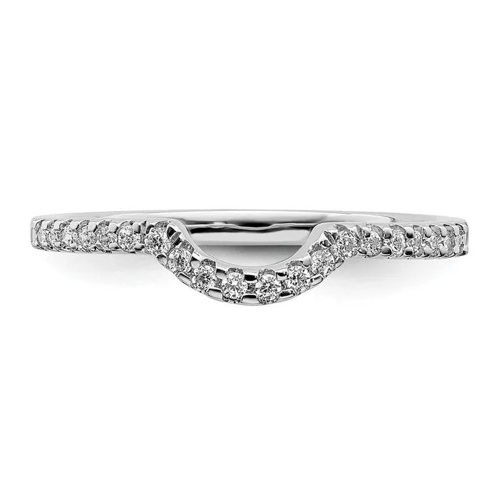 Rings 015ct CZ Solid Real 14k White Gold Contoured Wedding Band Ring Goldia
