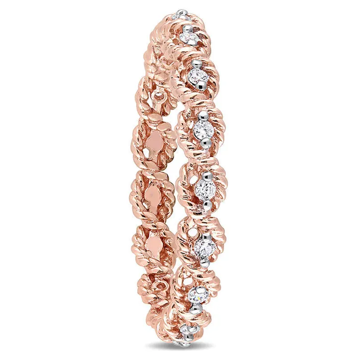 Rings 017 CT TW Natural Diamond Twist Rope Eternity Wedding Band in Solid 10K Rose Gold Goldia Rings 017 CT TW Natural Diamond Twist Rope Eternity Wedding Band in Solid 10K Rose Gold Goldia