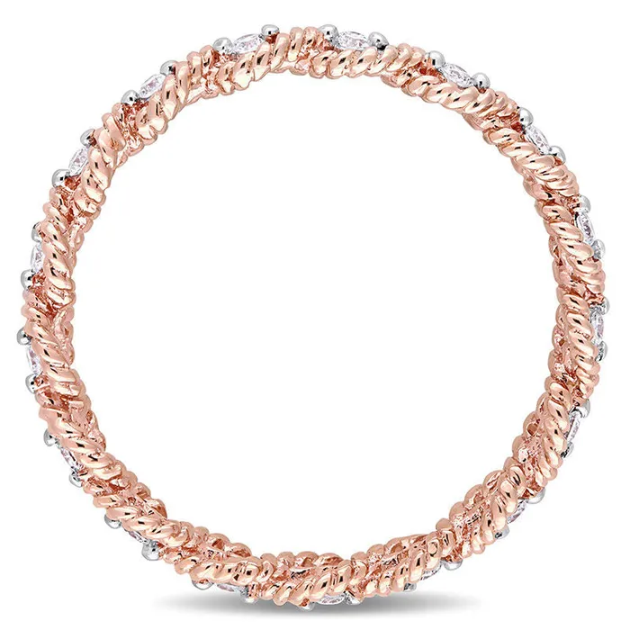 Rings 017 CT TW Natural Diamond Twist Rope Eternity Wedding Band in Solid 10K Rose Gold Goldia Rings 017 CT TW Natural Diamond Twist Rope Eternity Wedding Band in Solid 10K Rose Gold Goldia