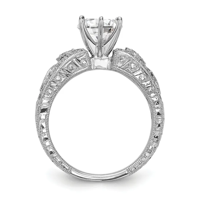 Rings 021ct CZ Solid Real 14K White Gold Peg Set Engagement Ring Goldia