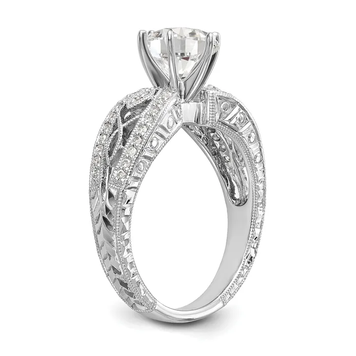 Rings 021ct CZ Solid Real 14K White Gold Peg Set Engagement Ring Goldia