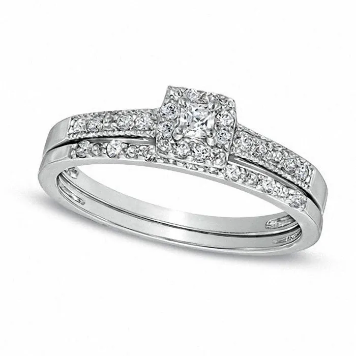 Rings 025 CT TW PrincessCut Natural Diamond Frame Bridal Engagement Ring Set in Sterling Silver Goldia Rings 025 CT TW PrincessCut Natural Diamond Frame Bridal Engagement Ring Set in Sterling Silver Goldia