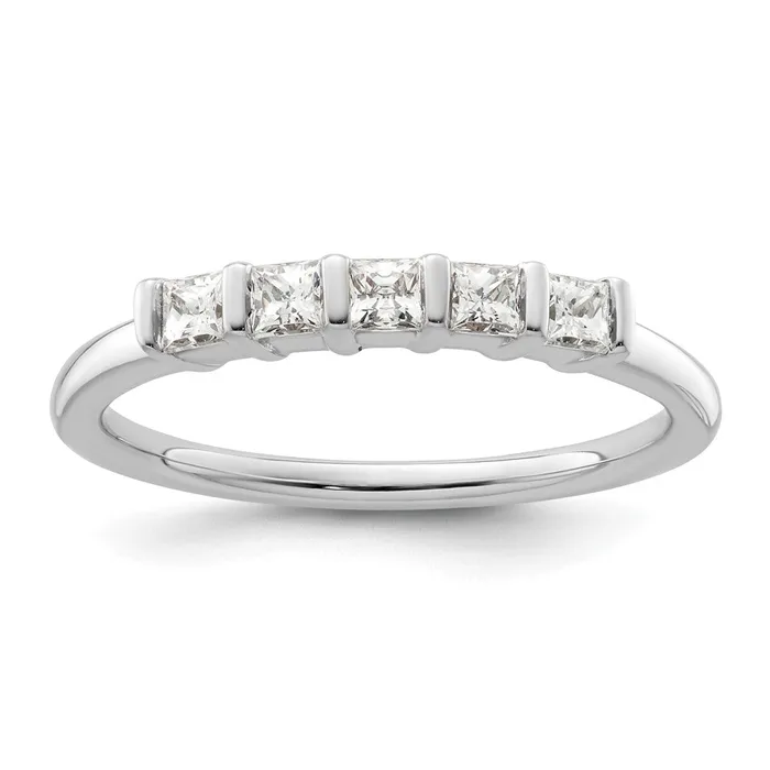 Rings 033ct CZ Solid Real 14K White Gold 5Stone Wedding Band Ring Goldia Rings 033ct CZ Solid Real 14K White Gold 5Stone Wedding Band Ring Goldia