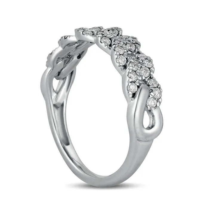 Rings 038 CT TW Natural Diamond Cuban Curb Chain Link Stackable Anniversary Band in Solid 10K White Gold Goldia Rings 038 CT TW Natural Diamond Cuban Curb Chain Link Stackable Anniversary Band in Solid 10K White Gold Goldia