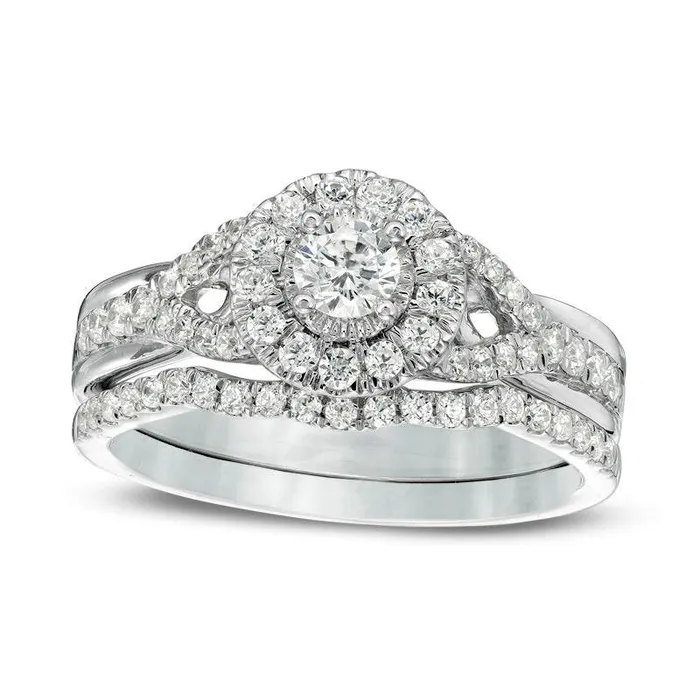 Rings 075 CT TW Natural Diamond Frame Split Shank Bridal Engagement Ring Set in Solid 14K White Gold Goldia Rings 075 CT TW Natural Diamond Frame Split Shank Bridal Engagement Ring Set in Solid 14K White Gold Goldia